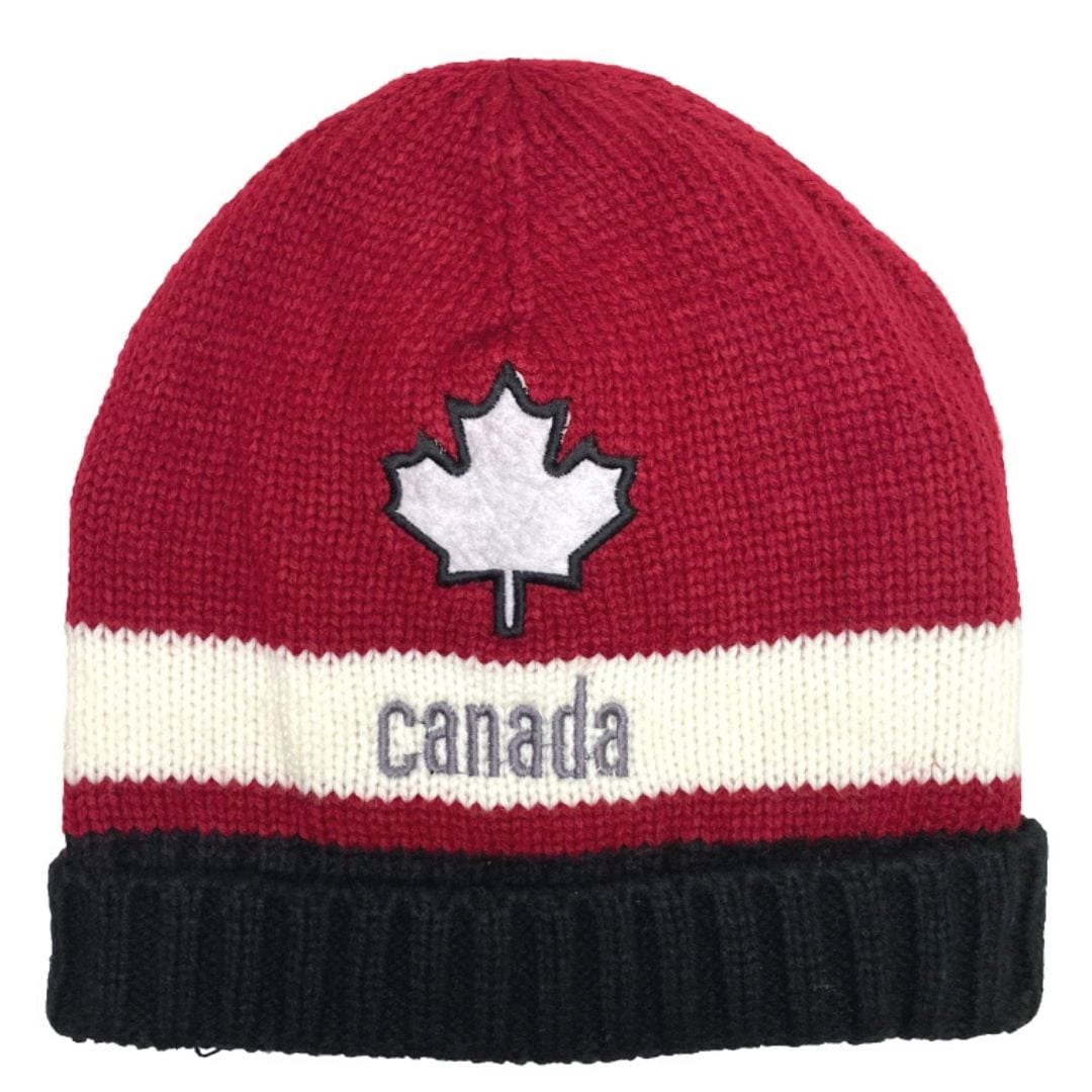 Wholesale Adult Knit Canada Winter Hats/Toque with Leaf and Stripe