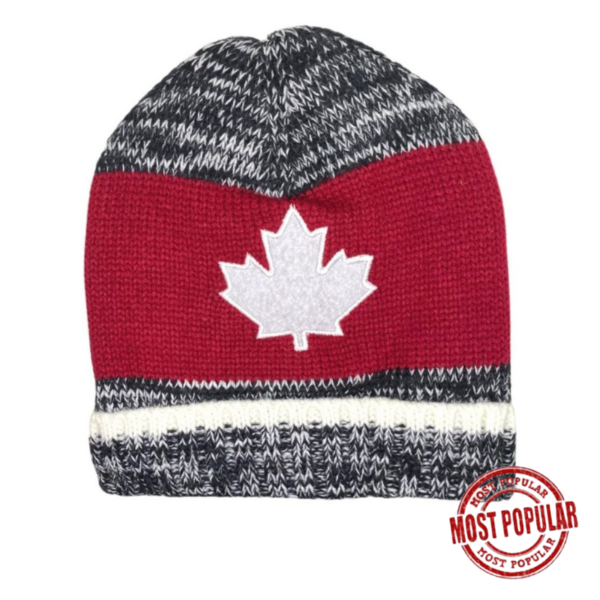 Wholesale Adult Knit Canada Winter Hats/Toque with Leaf and Stripe