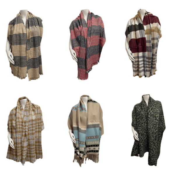 Wholesale Ladies’ Blanket / Wrap Scarf – Asst. Colours and Prints
