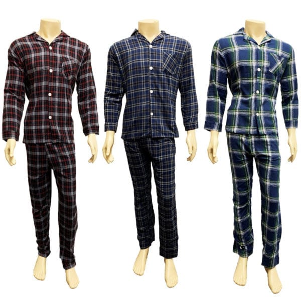 Wholesale Men's/Gender Neutral 2-Piece Flannel Plaid Pajama Set - Asst. Colours(Size M-XL) - Image 8