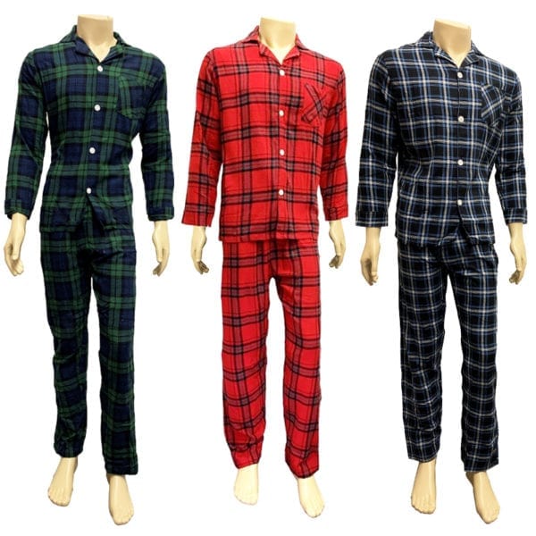 Wholesale Men's/Gender Neutral 2-Piece Flannel Plaid Pajama Set - Asst. Colours(Size M-XL) - Image 9