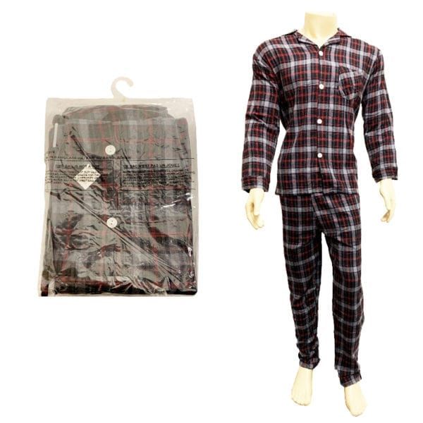 Wholesale Men's/Gender Neutral 2-Piece Flannel Plaid Pajama Set - Asst. Colours(Size M-XL) - Image 7