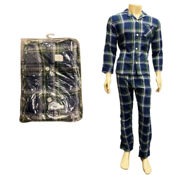 Wholesale Men's/Gender Neutral 2-Piece Flannel Plaid Pajama Set - Asst. Colours(Size M-XL) - Image 6