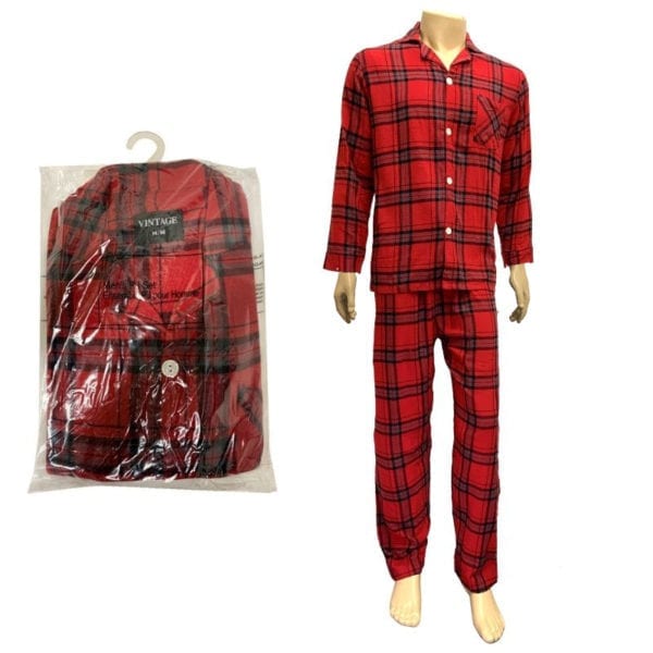 Wholesale Men's/Gender Neutral 2-Piece Flannel Plaid Pajama Set - Asst. Colours(Size M-XL) - Image 3