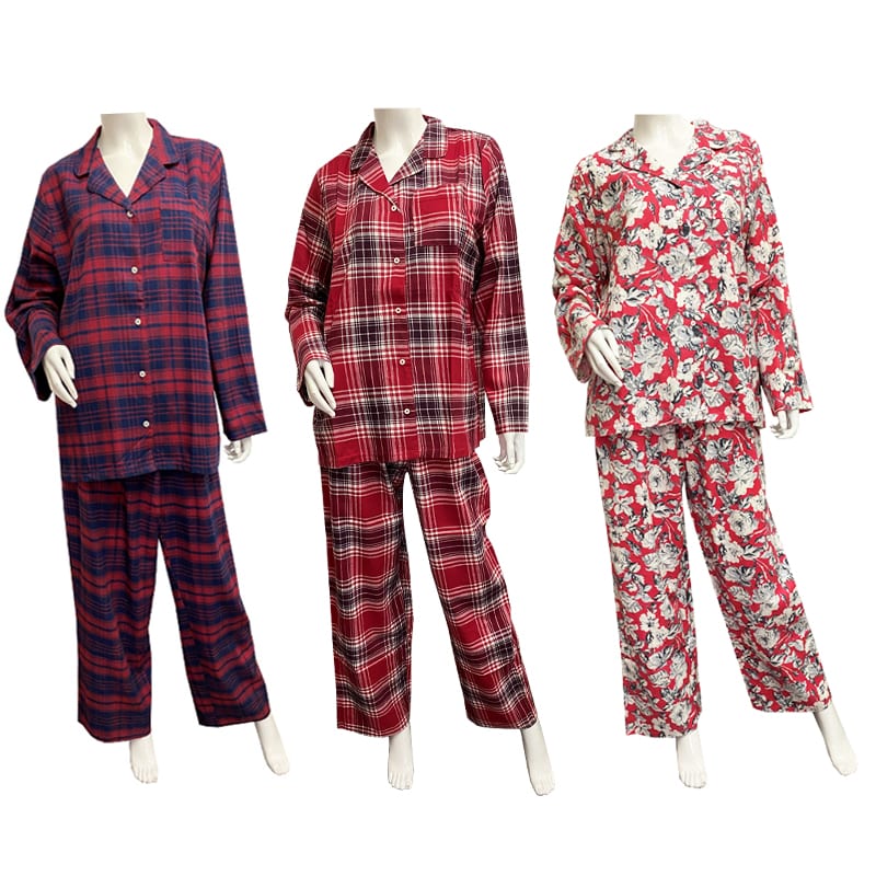 Wholesale Ladies 2Piece Flannel Pajama Set (Size 1422) Assorted