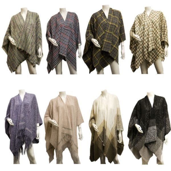 Wholesale Ladies’ Designer Ruana – Assorted Colours and Prints