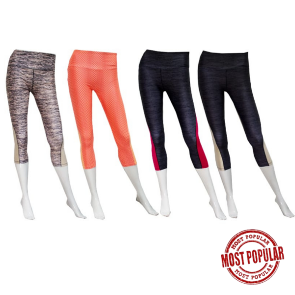 Wholesale Ladies’ Yoga Crop Pants - Asst. Colours (Size: S – XL)