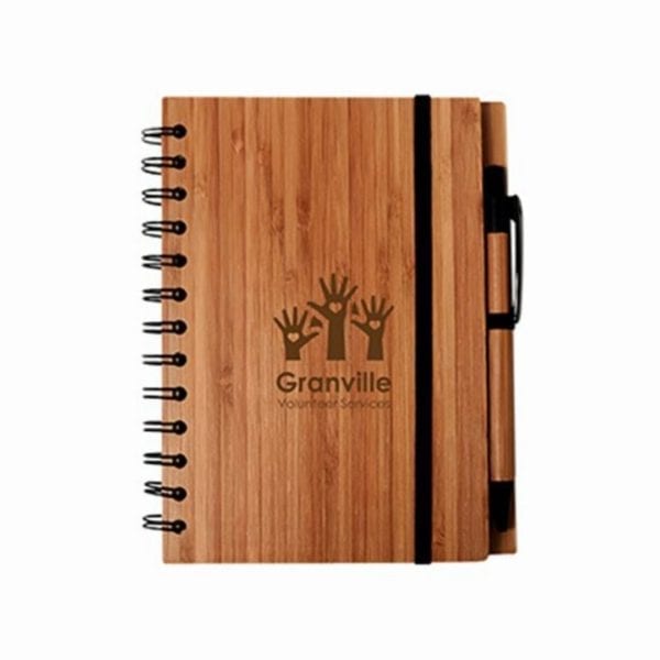 Custom Bamboo Cover Notebook with Matching Bamboo Pen