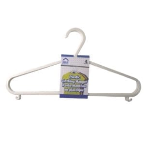 Wholesale White Plastic Clothing Hangers, 4-Pack ($0.58 Each)