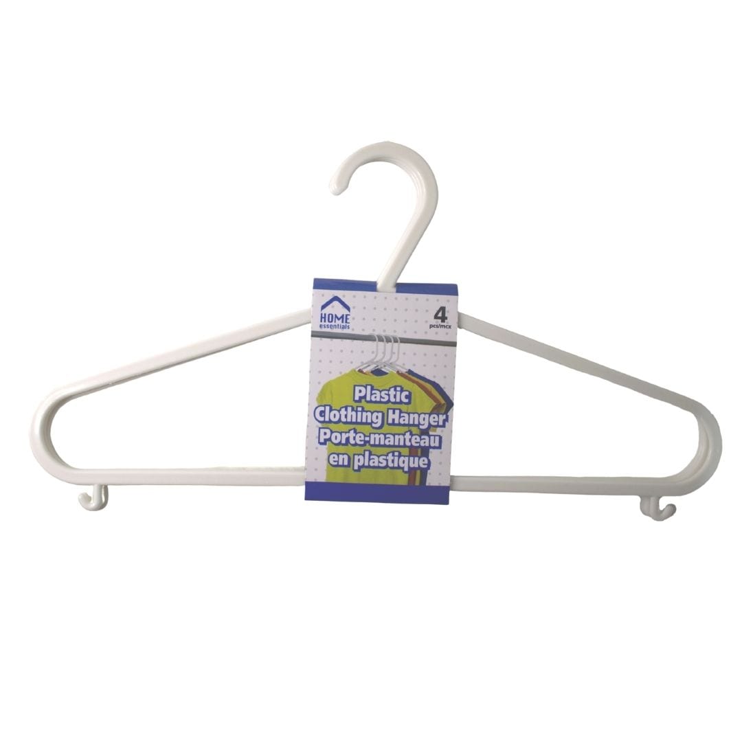 Wholesale White Plastic Clothing Hangers, 4-Pack ($0.58 Each)