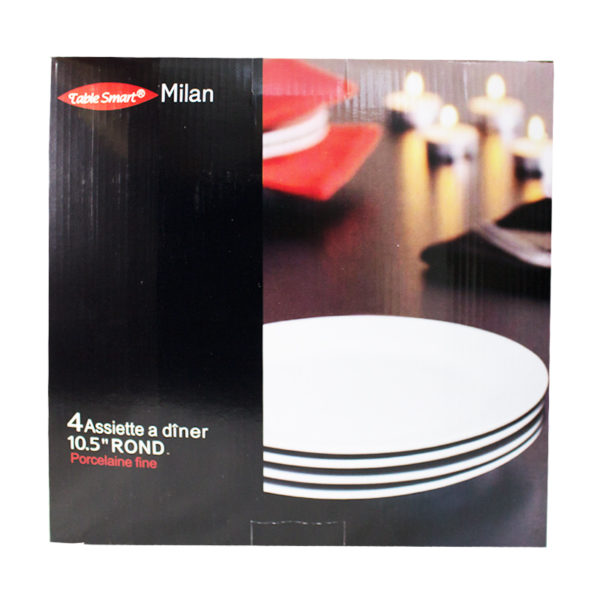 Wholesale Dinner Plate, 4-Pack - White Porcelain - 10.5″ - Image 3