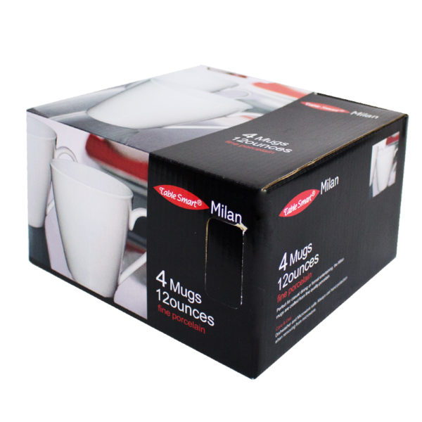 Wholesale 12oz White Mug Porcelain- 4 Pack ($2.81 Each)