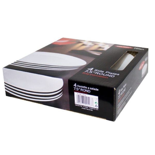 Wholesale Side Plate 7.5"- White Porcelain - 4-Pack ($2.56 Each)