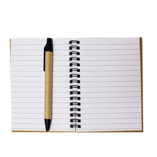 Custom Recycled Cardboard Notebook with Matching Pen - Image 2