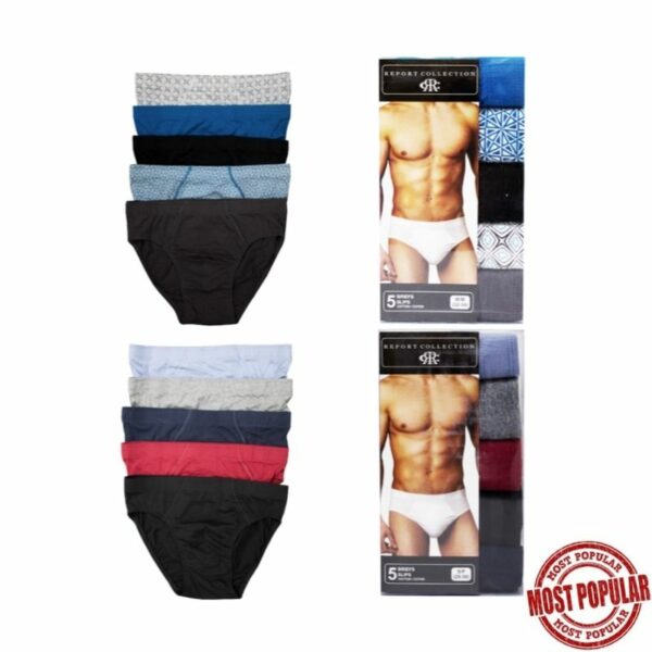 Wholesale Men’s 5-Pack Briefs, Size S-XL, Asst. Colours ($2.75 Each)