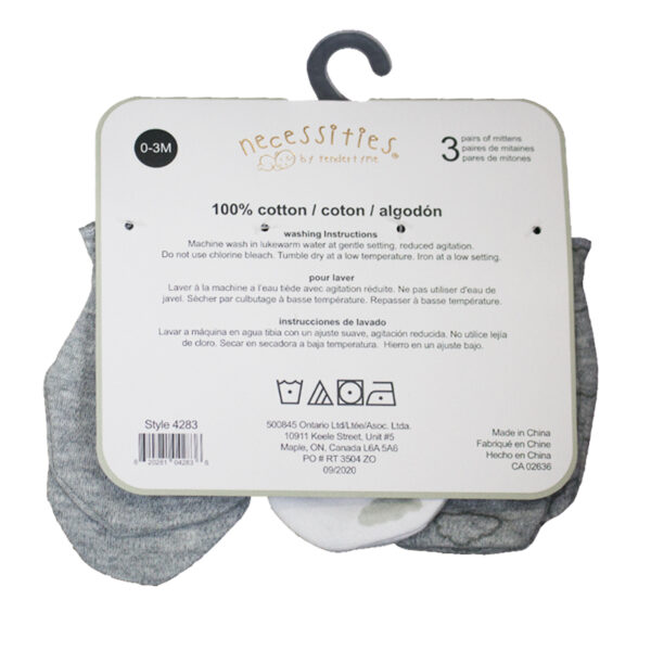 Wholesale Baby Cotton Scratch Mitts, 3-Pack - Asst. Colours (0-3 Months) - Image 2