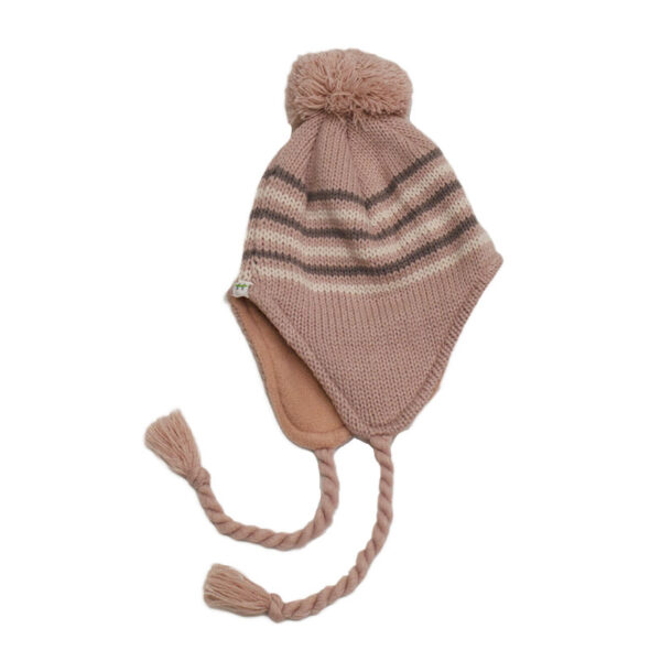 Wholesale Brand Name Toddler Girls Knit Toque, Striped With Pom Pom, Asst. Colours (2-3 Years) - Image 3