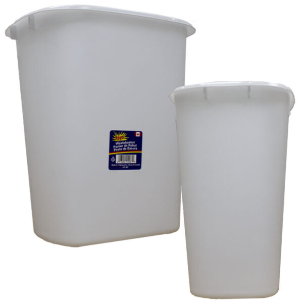 Wholesale Plastic Waste Bin, 12" - White - Image 3