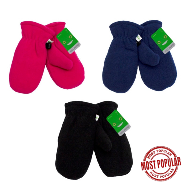 Wholesale Brand Name Toddler Fleece Mitts - Asst. Colours (2-3 Years)