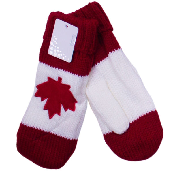 Wholesale Adult Canada Leaf Striped Mitten
