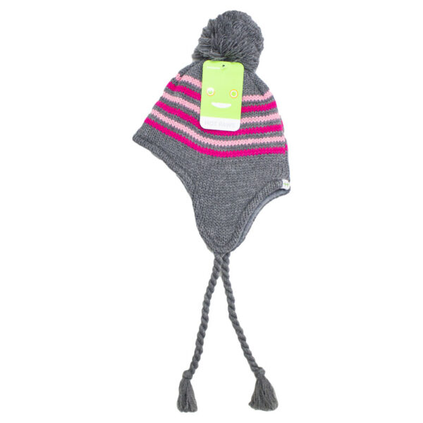 Wholesale Brand Name Kids' Winter Earflap Pom-Pom Hat with Tassels - Asst. Colours (Age: 4-6 Years) - Image 2