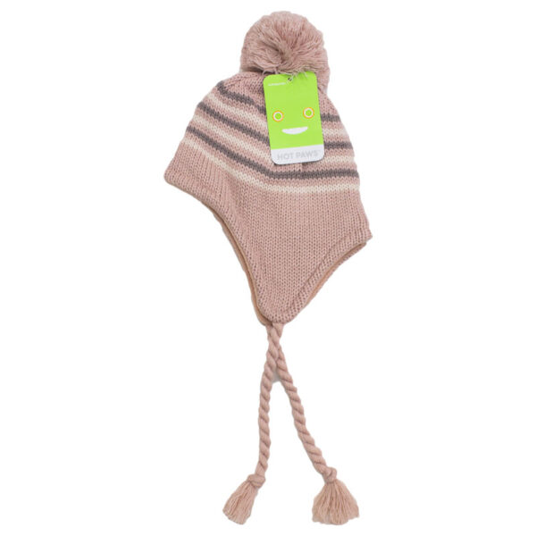 Wholesale Brand Name Kids' Winter Earflap Pom-Pom Hat with Tassels - Asst. Colours (Age: 4-6 Years) - Image 3