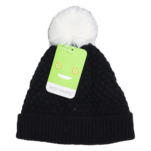Wholesale Brand Name Girl's Winter Knit Pom-Pom Toque – Black (4-6 Years)