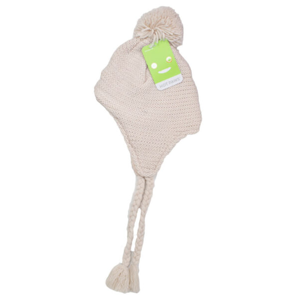 Wholesale Brand Name Girl's Winter Earflap Pom-Pom Hat with Tassels - Asst. Colours (4-6 Years) - Image 2