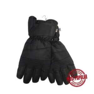 Wholesale Adult Brand Name Ski Gloves- Black with Velcro Cuff & Pleat (Size S-XL)