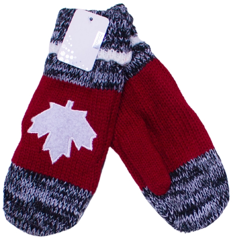Wholesale Adult Canada Leaf with Stripe Mitten - Image 2