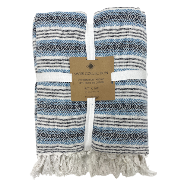 Wholesale Cotton Rich Throw Blanket - Asst. Print Colours (50” x 60”) - Image 5