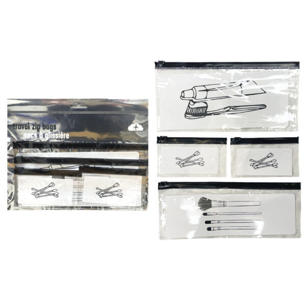 Wholesale Travel Zipper Bags, 4-Piece - Asst. Colours - Image 2