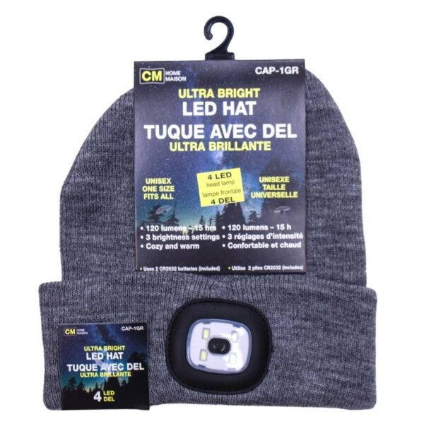 Wholesale Adult Toque with LED Lamp - Grey - Image 3
