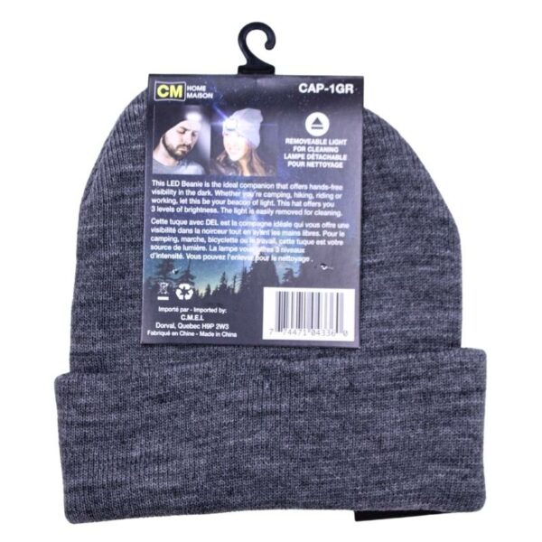 Wholesale Adult Toque with LED Lamp - Grey - Image 4