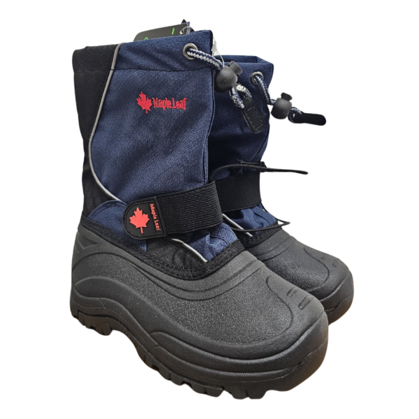 Wholesale Youth Winter Boots, Nylon Velcro, 9″ Tall, Navy & Black (Size 11-3)