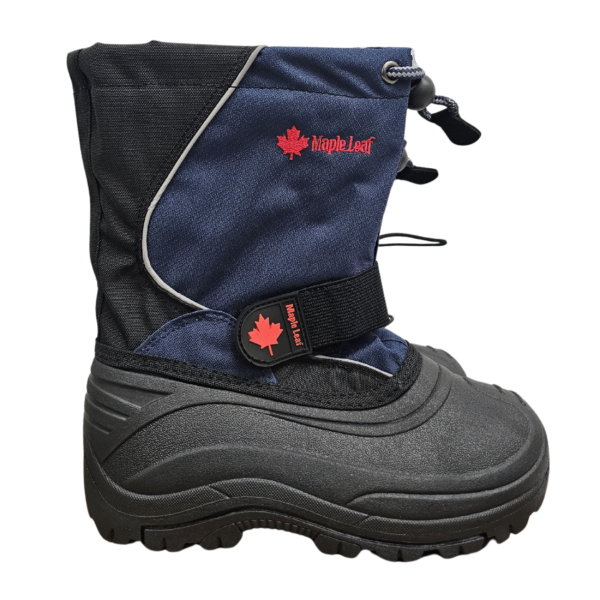 Wholesale Youth Winter Boots, Nylon Velcro, 9″ Tall, Navy & Black (Size 11-3) - Image 2