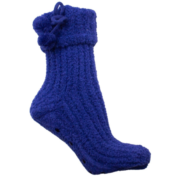 Wholesale Ladies’ Slipper Socks with Pom-Poms, Non-Slip/Skid, Asst. Colours (Size 9-11) - Image 2