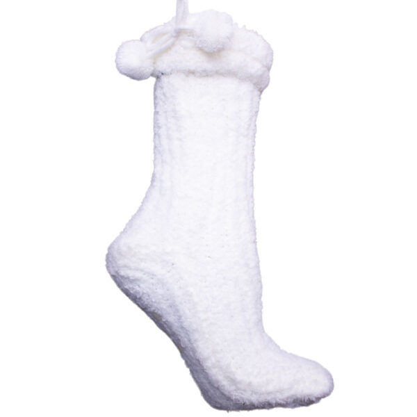 Wholesale Ladies’ Slipper Socks with Pom-Poms, Non-Slip/Skid, Asst. Colours (Size 9-11) - Image 4