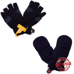 Wholesale Adult Brand Name Fleece Flip Gloves- Black