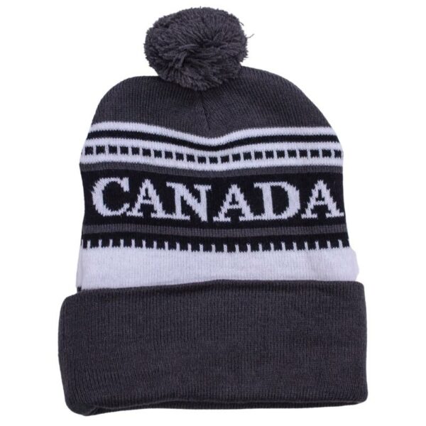 Wholesale Adult Canada Toque with Pom-pom - Dark Grey - Image 2