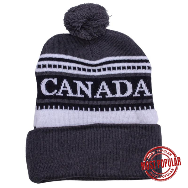 Wholesale Adult Canada Toque with Pom-pom – Dark Grey