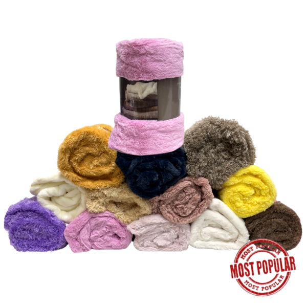 Wholesale Premium Asst. Plush Throw Blanket - Asst. Colours (50” x 60”)