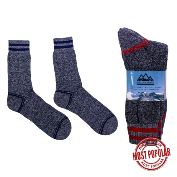 Wholesale Men's Thermal Sock with Stripe, 3-Pack - Size 10-13 ($2.75 Each)