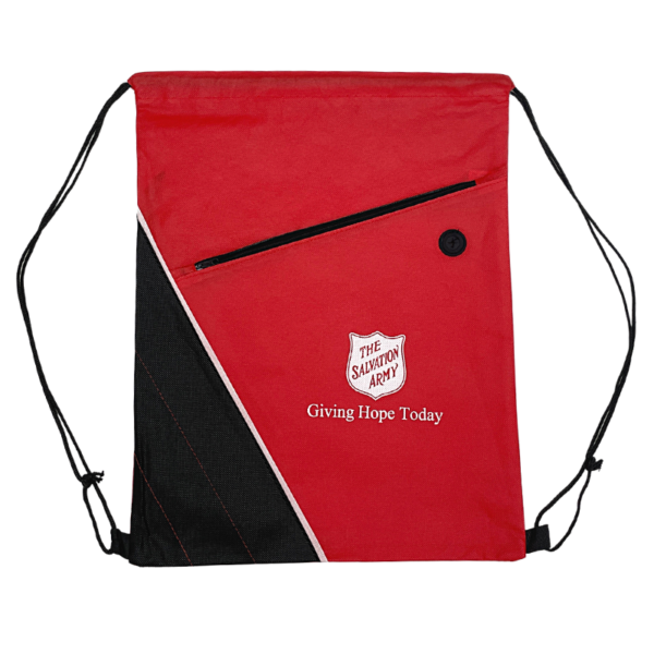 Custom Cinch Bag with Zipper - Red