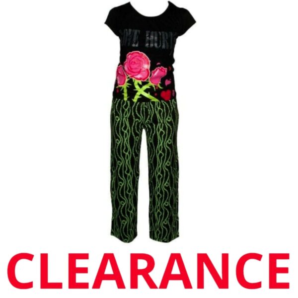 Ladies Two Piece Pajama Set Love Hurts CLEARENCE