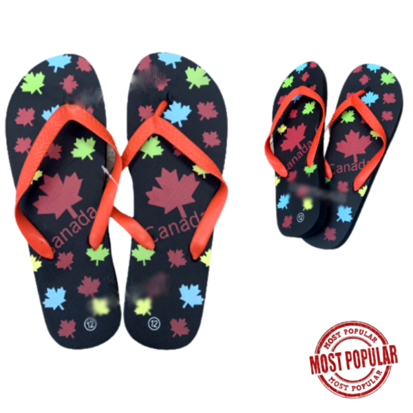 Wholesale Adult Canada Flip Flops, Maple Leaf (Size: 8-13)