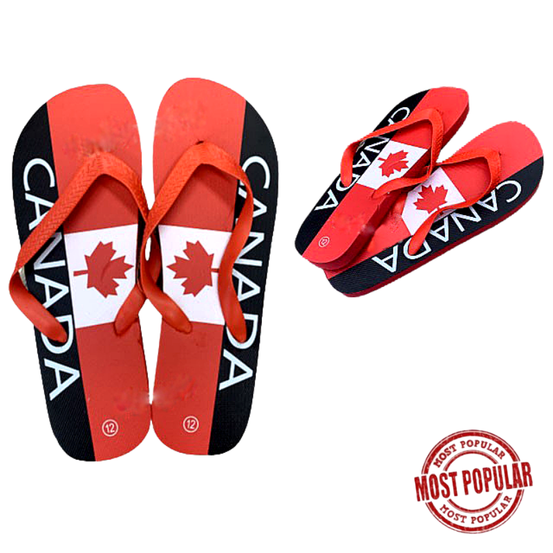 Wholesale Canada-Themed Men & Women's Flip Flops (Size: 8-13)