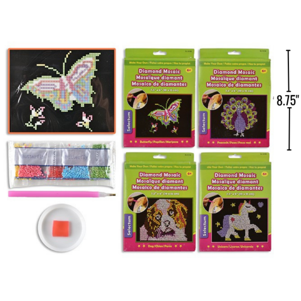 wholesale CRAFT KIT - DIAMOND MOSAIC 4 assorted animals