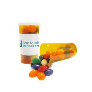 Custom Small Pill Bottle Filled w/Assorted Jelly Beans