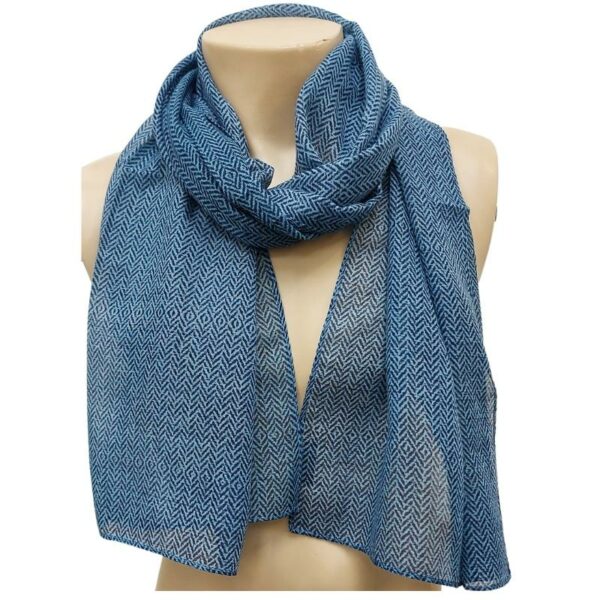 Wholesale Adult Fall Scarf - Blue & Grey - Image 2